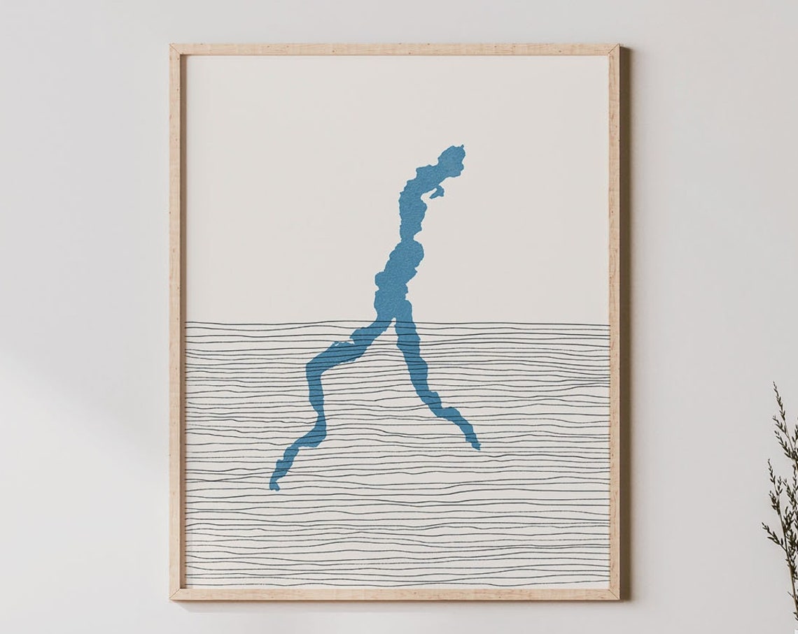 Lake Como Art Italy Boho Travel Poster Minimalist Print Map Artwork