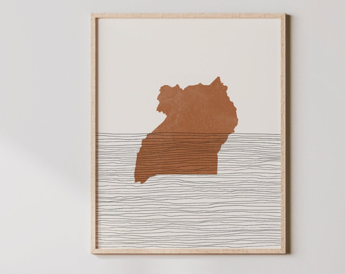 Uganda Boho Travel Poster, Map Silhouette
