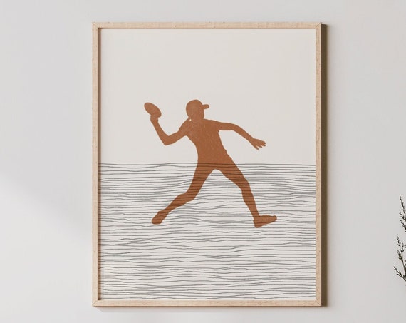 Boho Disc Golf Art Wall Decor Minimalist Golfer Poster Girl Print Gift