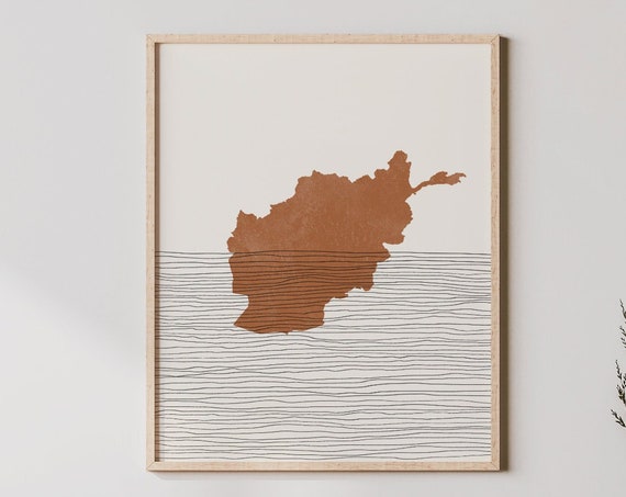 Afghanistan Print Boho Wall Art And Decor Country Travel Poster Map Silhouette
