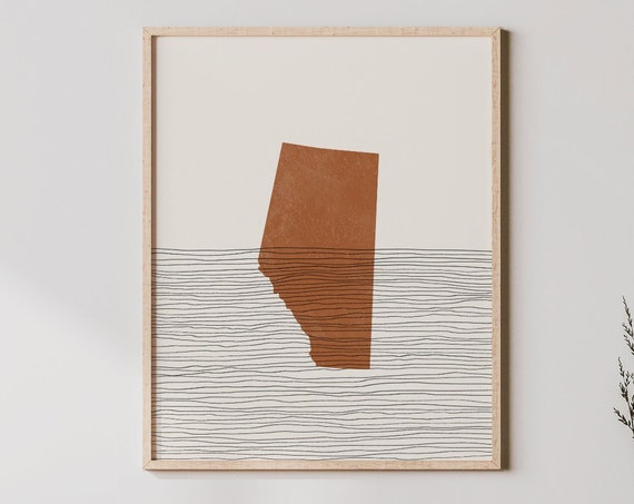 Alberta Boho Travel Poster, Canada Map Silhouette