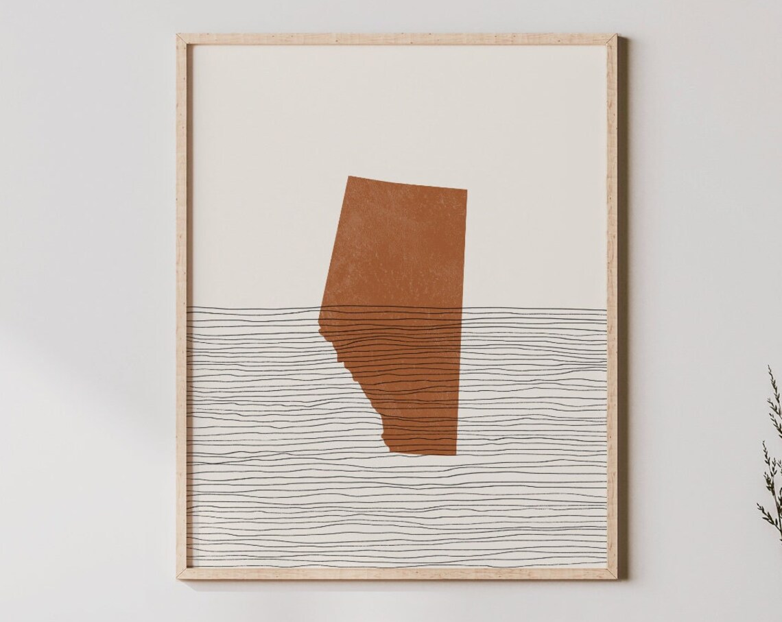 Alberta Boho Travel Poster, Canada Map Silhouette