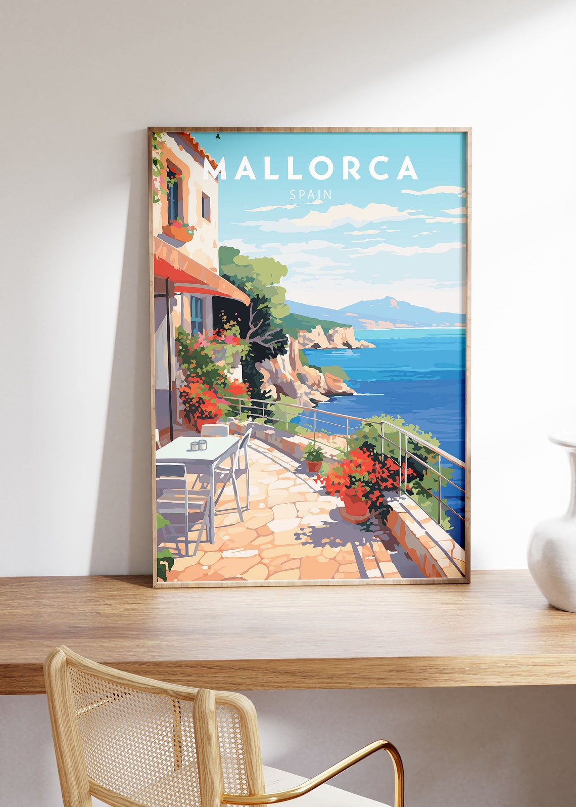 Mallorca Spain Seaside Terrace Cliff Coast Balearic Travel Poster - Image 2