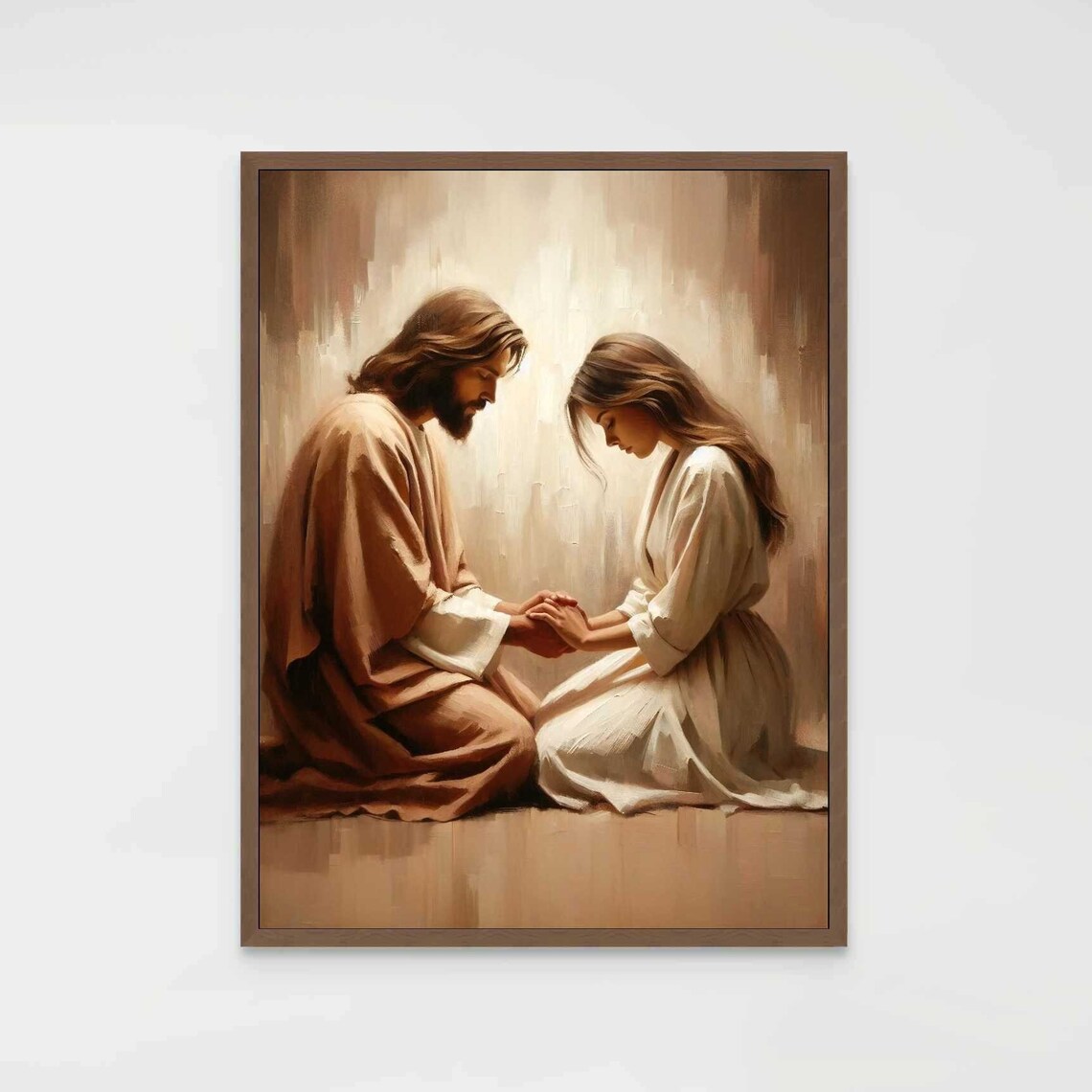 Prayers At Night Christian Art, Jesus Praying With Woman