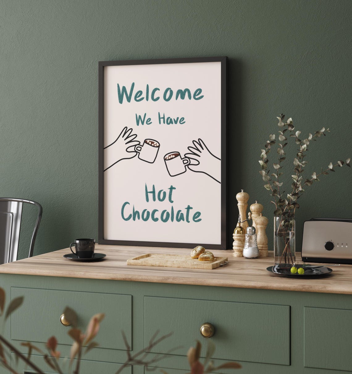 Welcome We Have Hot Chocolate Poster Cosy Winter Drink Decor - Image 2