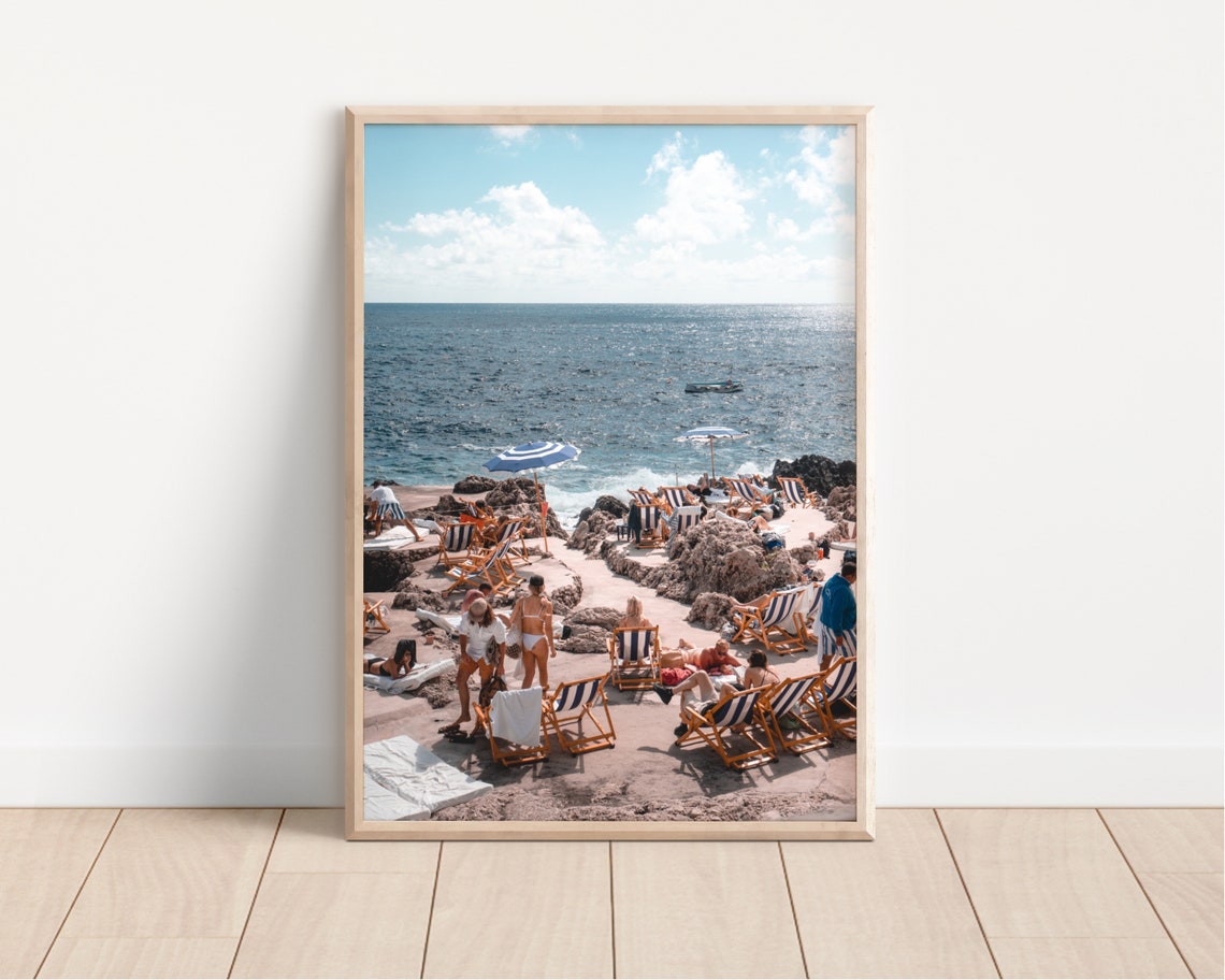 Sunny Rocky Beach Coastline Vintage Summer Vacation Photo Poster - Image 2