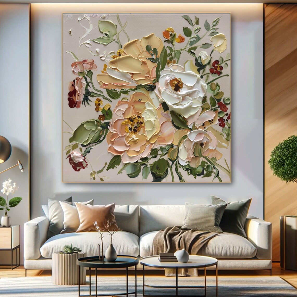 Romantic Blooms Neutral Tones Flower Art Print - Image 5