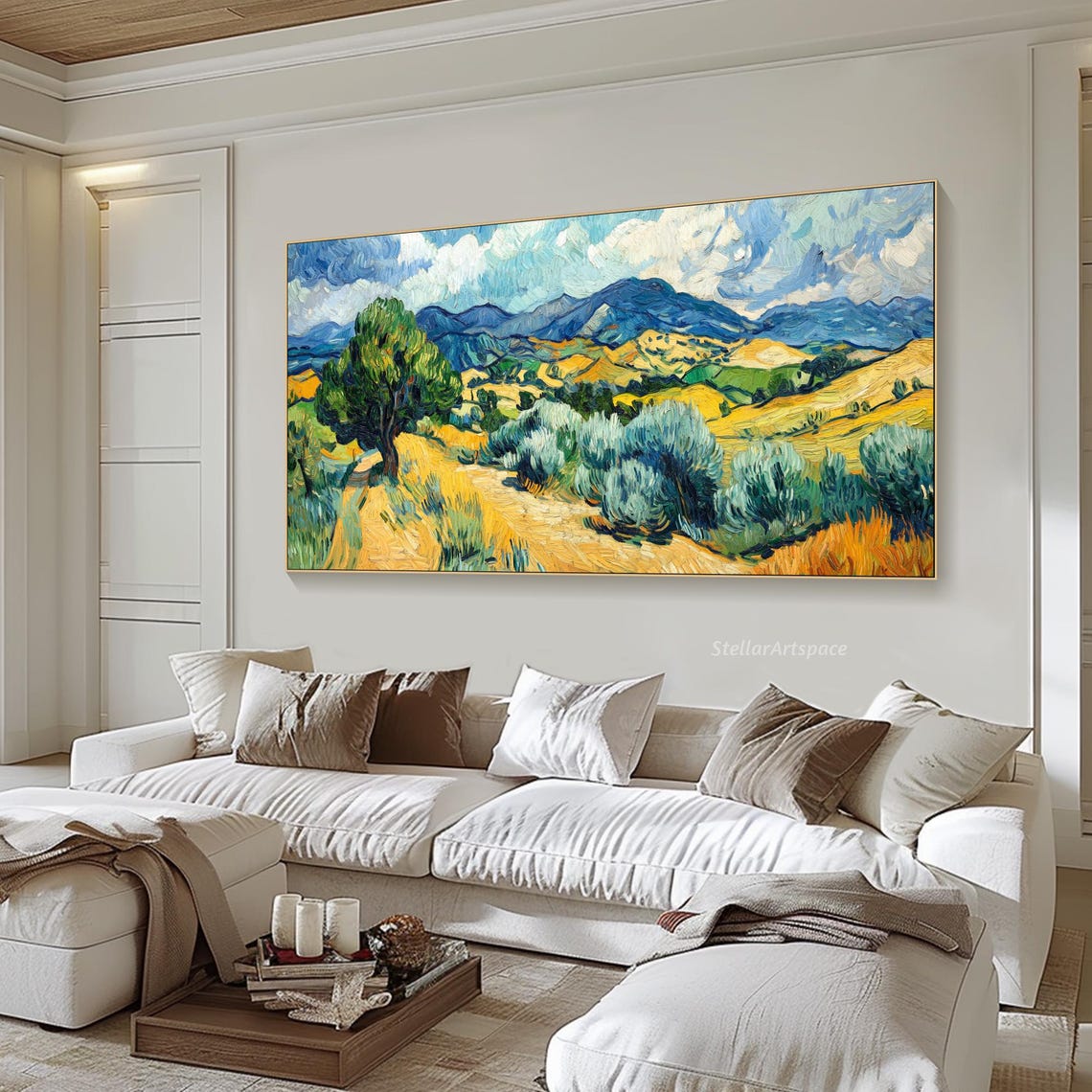 Golden Countryside Cypress Hills Van Gogh Style Impasto Art Poster - Image 6