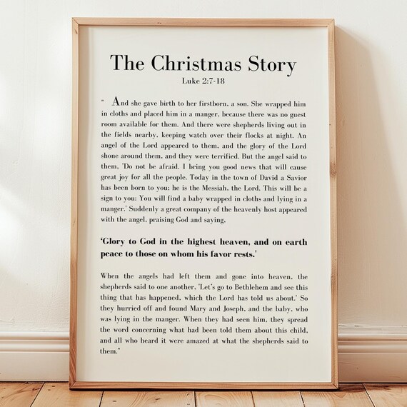 The Christmas Story Luke 2 Cream Scripture Nativity Bible Wall Art