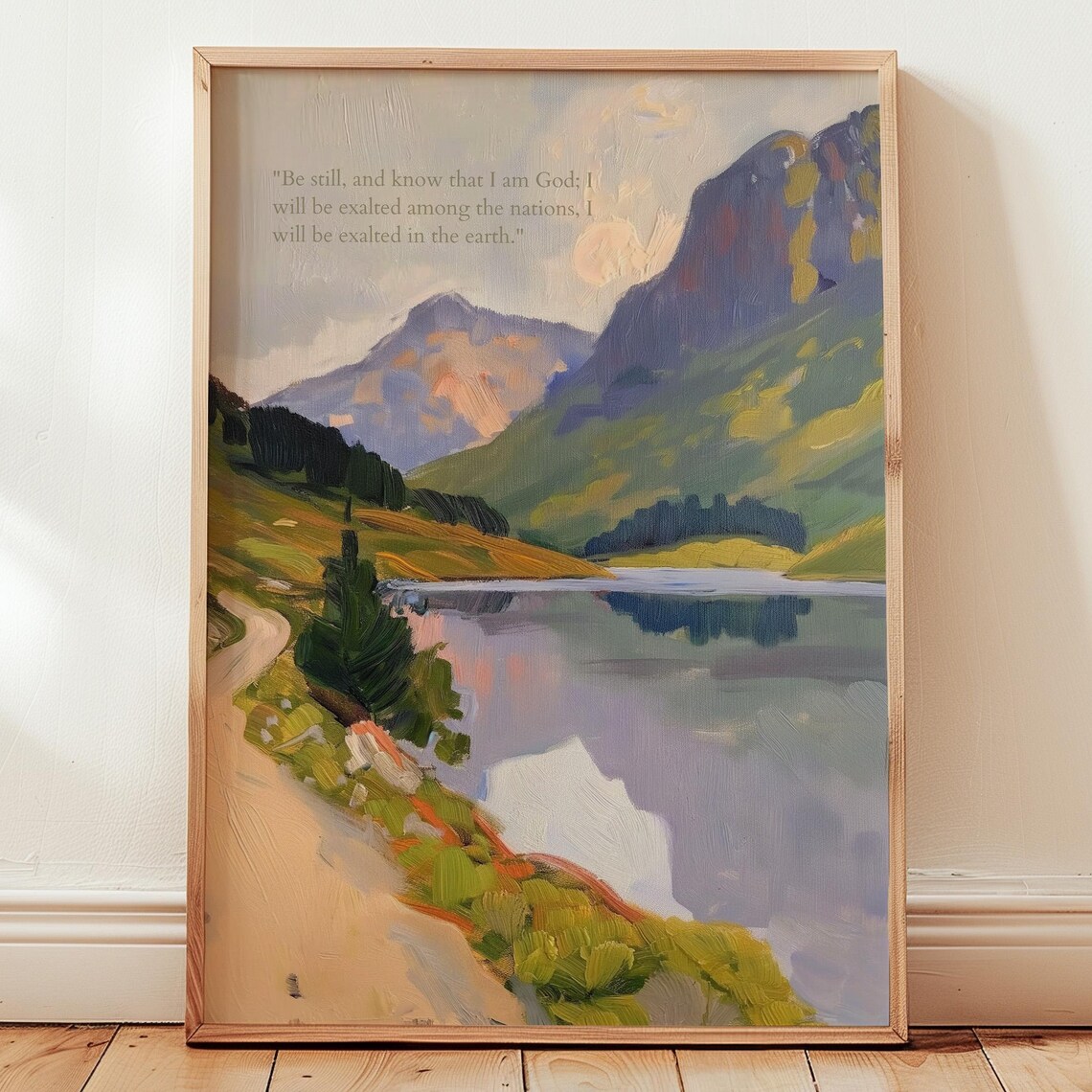 Be Still And Know That I Am God Mountain Lake Bible Verse Poster