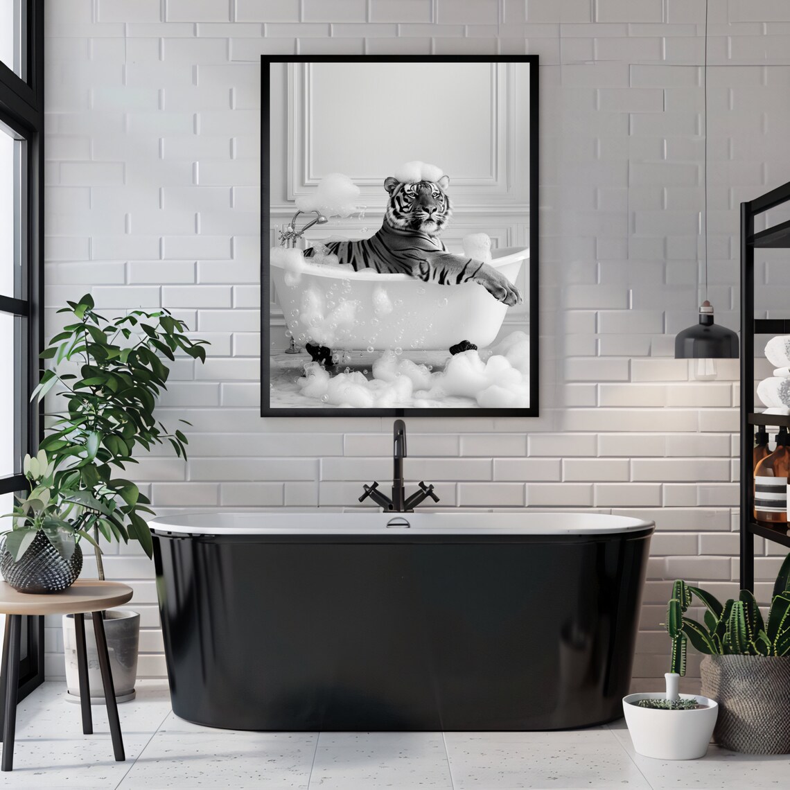Cute Tiger in Bathtub Bathroom Art Print - Image 2