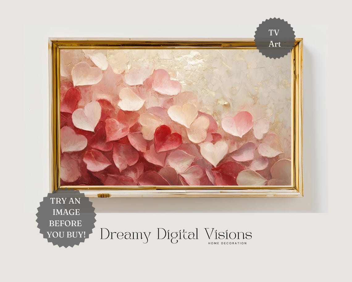 Heart Shaped Petals Pink Abstract Romantic TV Frame Art Poster