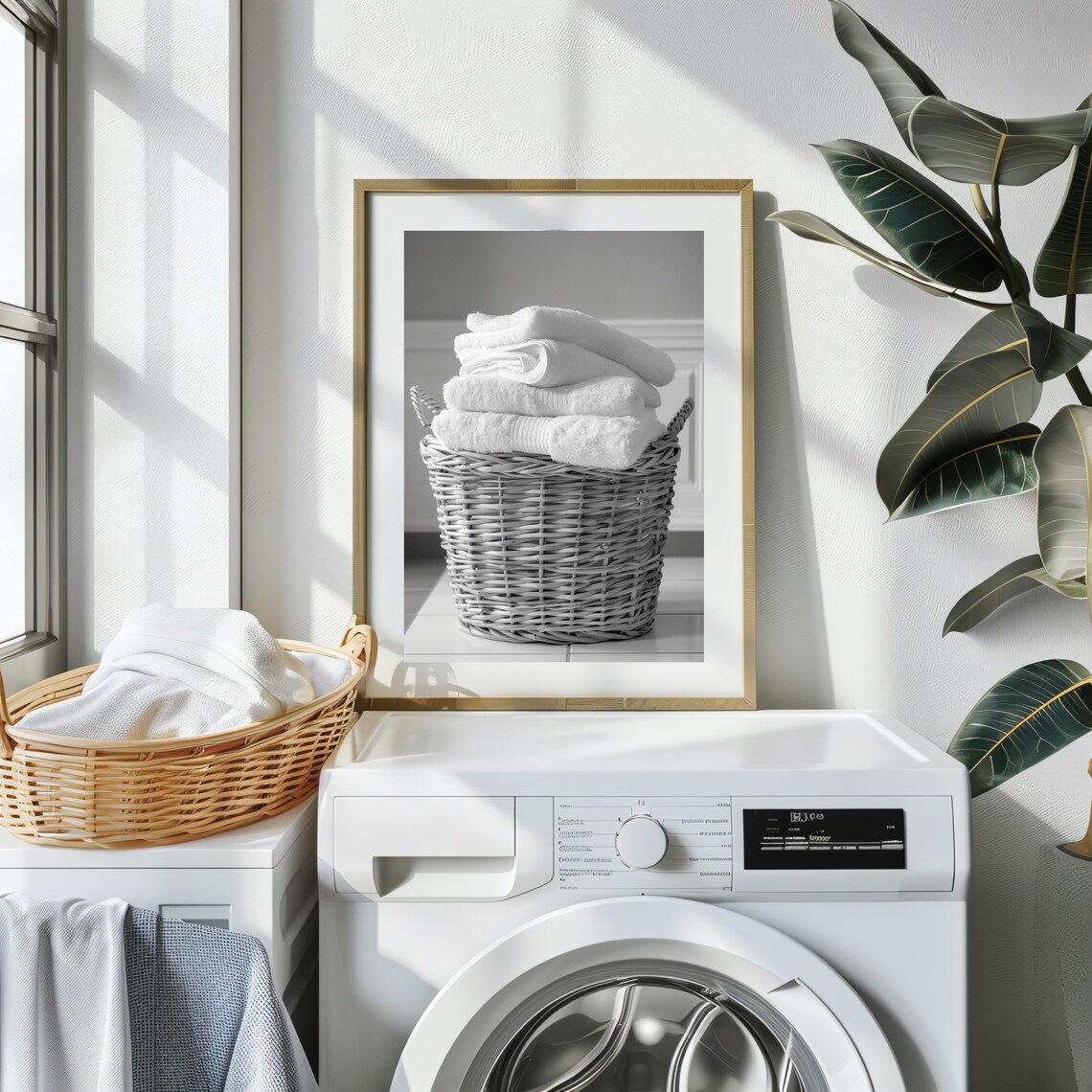 Basket of Fluffy Towels Laundry Room Art Print - Image 2