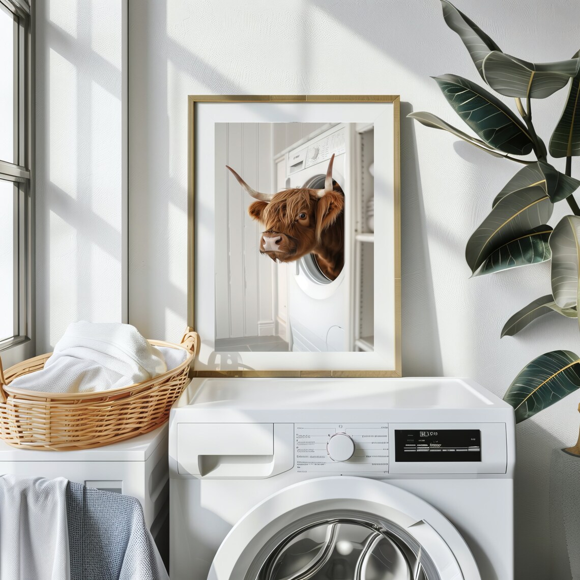 Highland Cow Laundry Art Print, Funny Utility Room Decor - Image 3