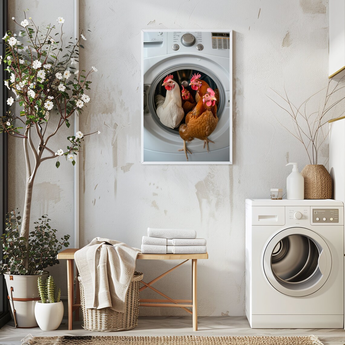 Chicken Laundry Funny Animal Print, Farmhouse Decor - Image 2