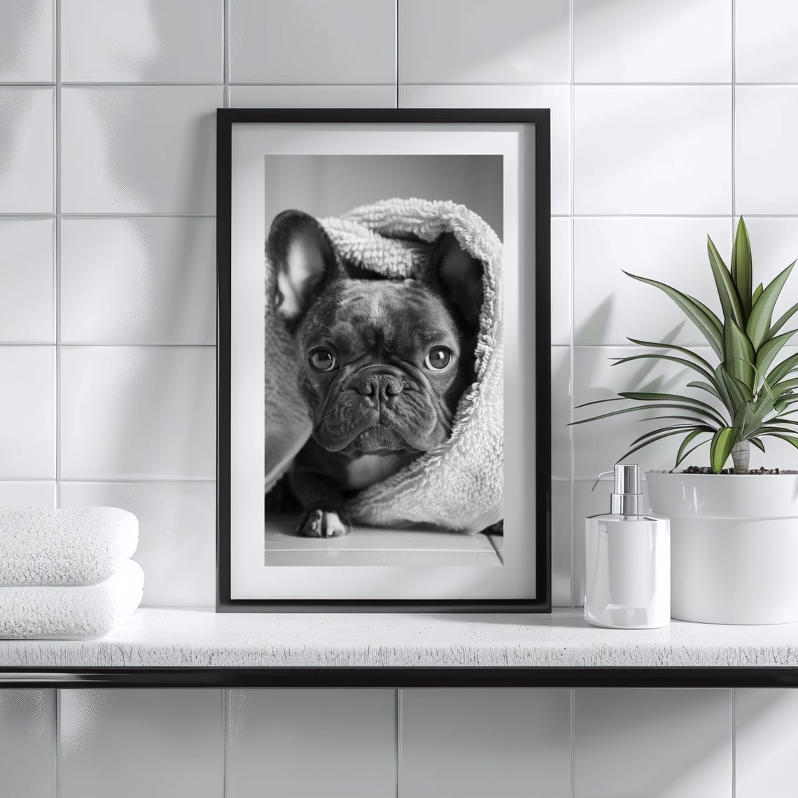 Adorable French Bulldog Print Birthday Or Christmas French Bulldog Gift Cute Bathroom Decor Animal Wall Art Bulldog Wall Art - Image 3