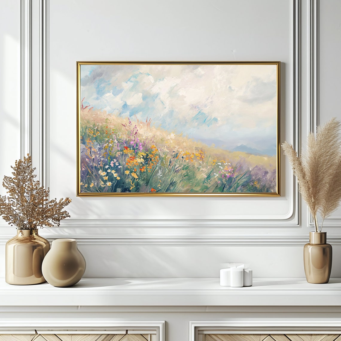 Spring Wildflower Meadow Impressionist Landscape Painting Poster - Image 3