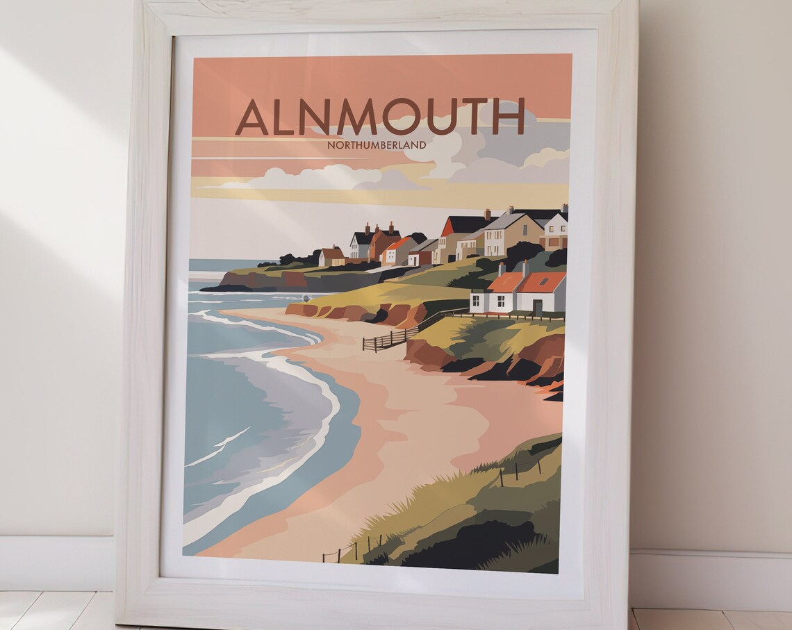 Alnmouth Northumberland Vintage Coastal Village Beach Travel Poster - Image 3