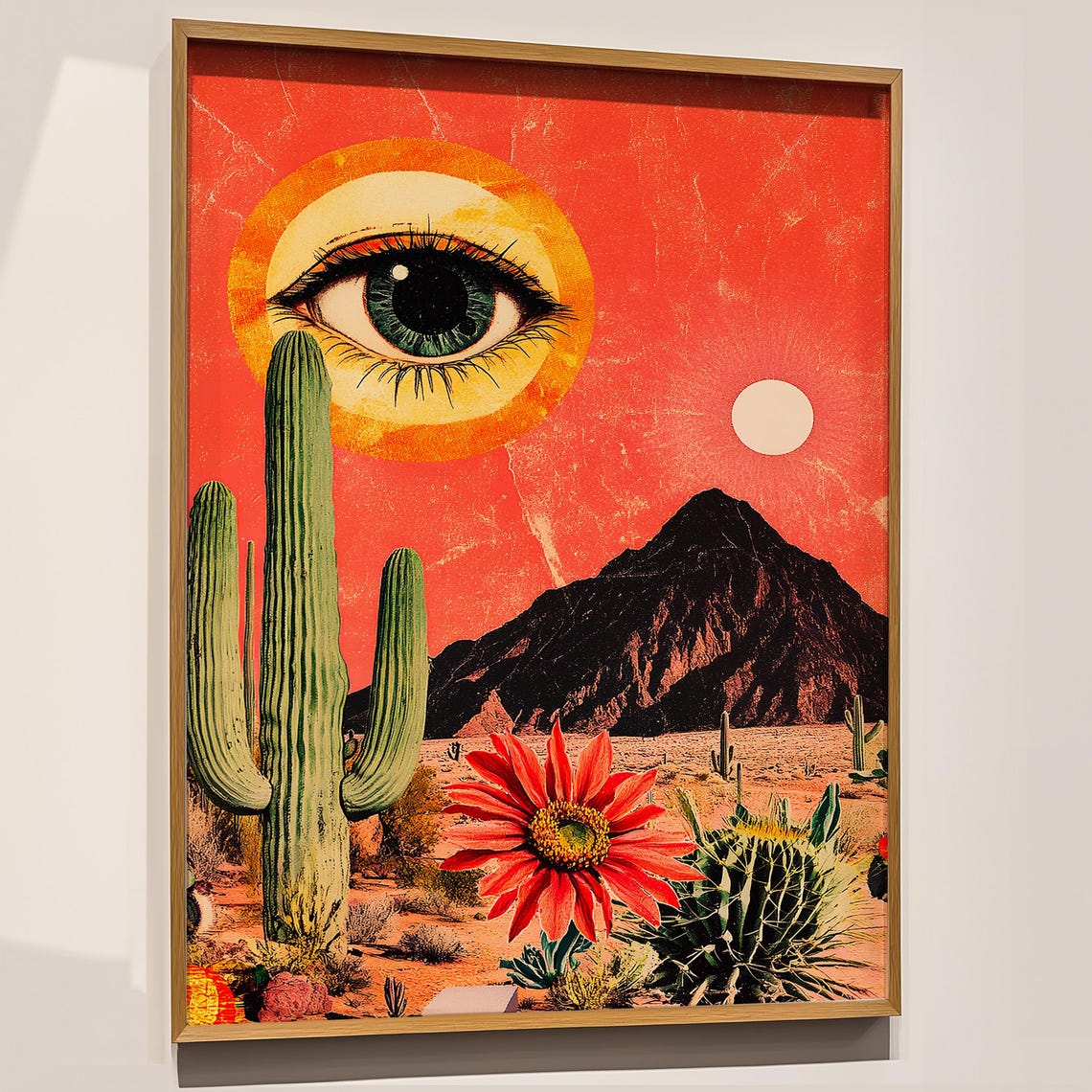 Surreal Desert Art Print Vintage Eye Collage Boho Decor