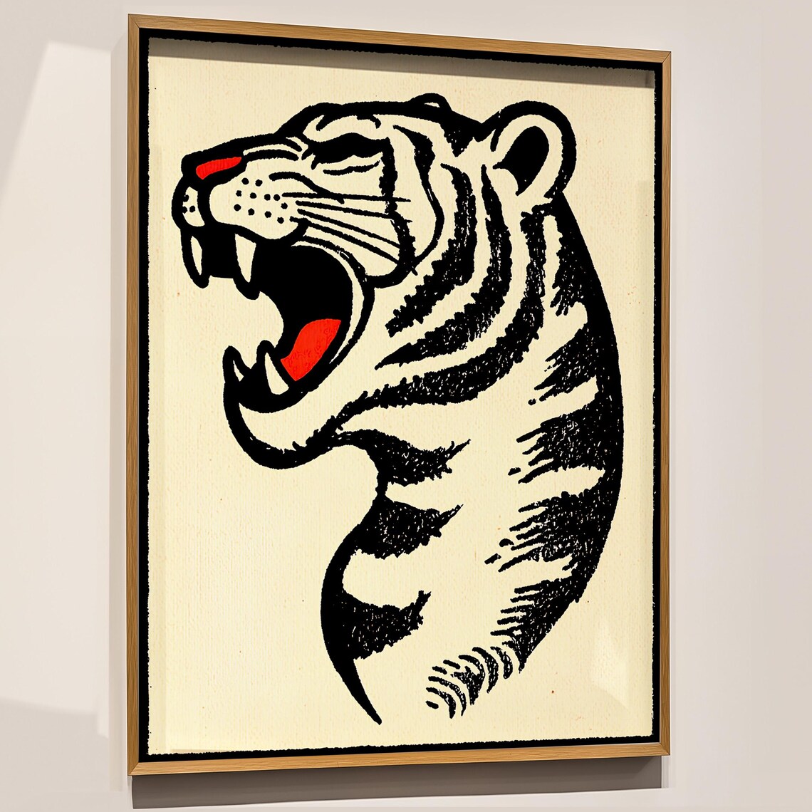 Tiger Wall Art Vintage Black And White Jungle Print