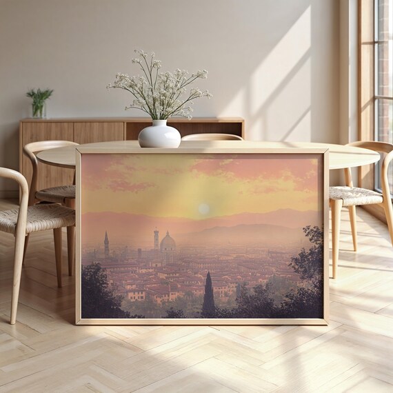 Florence Italy Framed Poster Vintage Cityscape Travel Wall Art