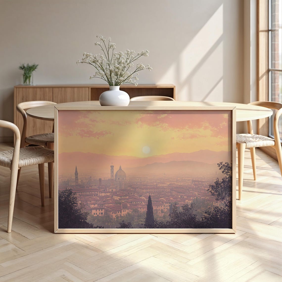 Florence Italy Sunset Panorama Duomo Cathedral Cityscape Art Print