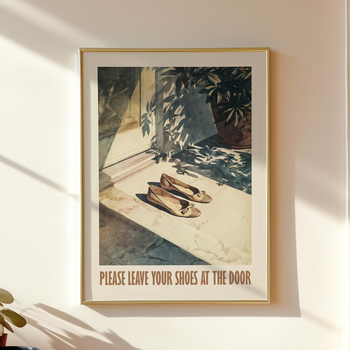 Please Leave Your Shoes at the Door Watercolor Entryway Poster