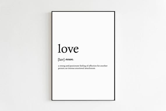 Love Definition Romantic Anniversary Gift Print Only Bedroom Present Cute Romantic Phrases Wall Art Room Decor Art Poster Print