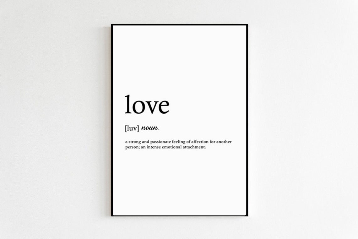 Love Definition Dictionary-Style Romantic Typography Wall Print