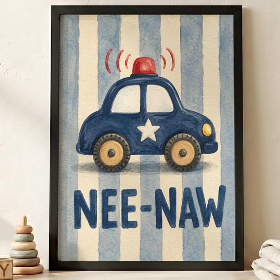 Boy Nursery Vehicle Print, Watercolor Art Print