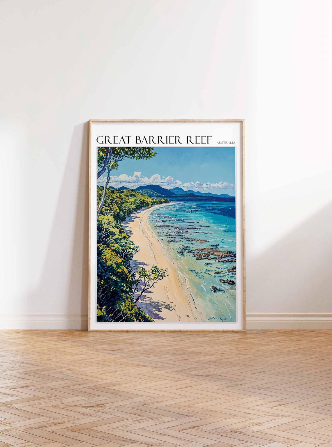Great Barrier Reef Sandy Shoreline Forest Coast Australia Poster - Image 3