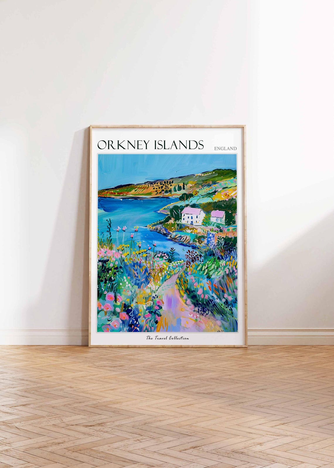 Orkney Islands Wildflower Path Cove Cottages Scene Travel Poster - Image 2