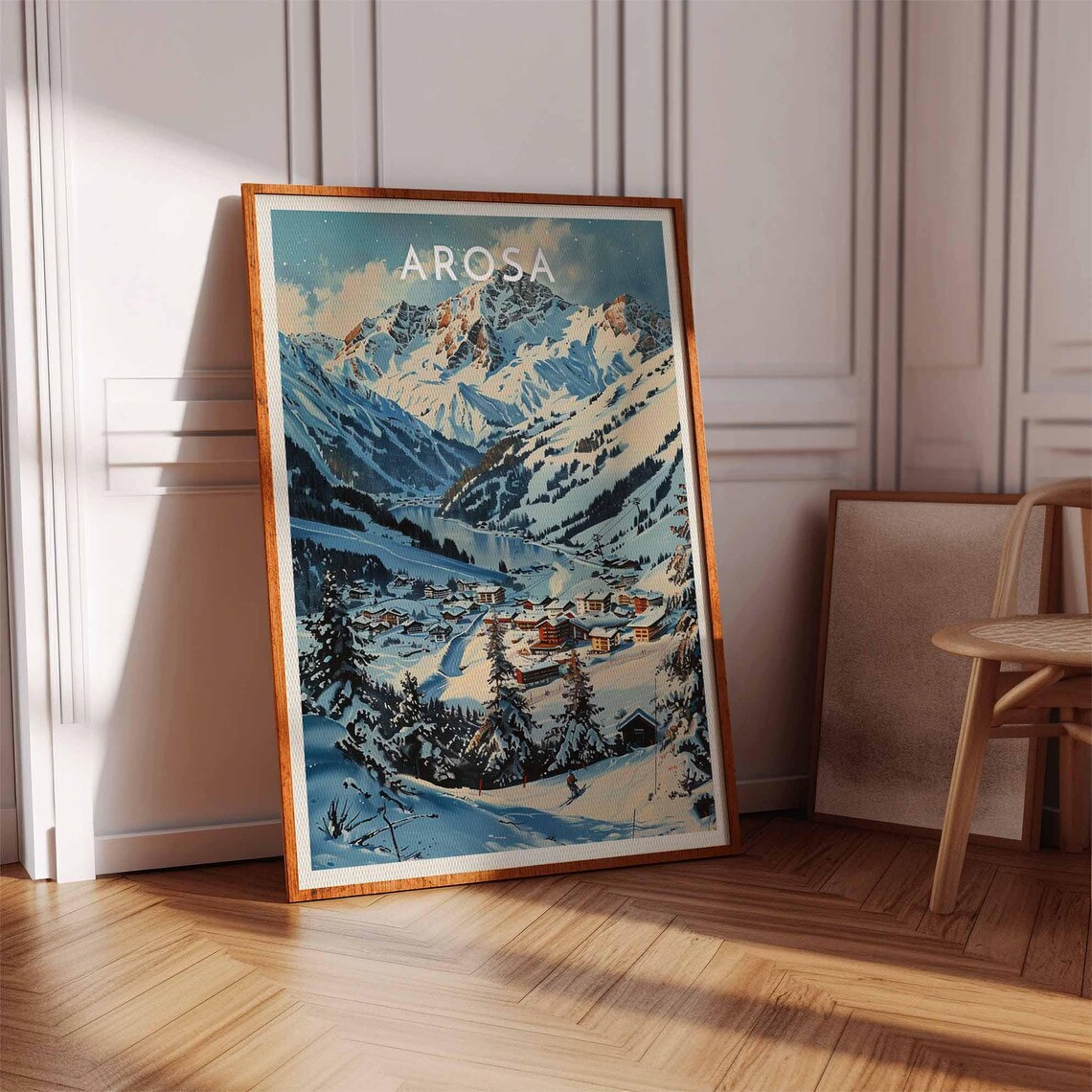 Arosa Skiing Travel Poster, Switzerland Mountain Print - Image 2