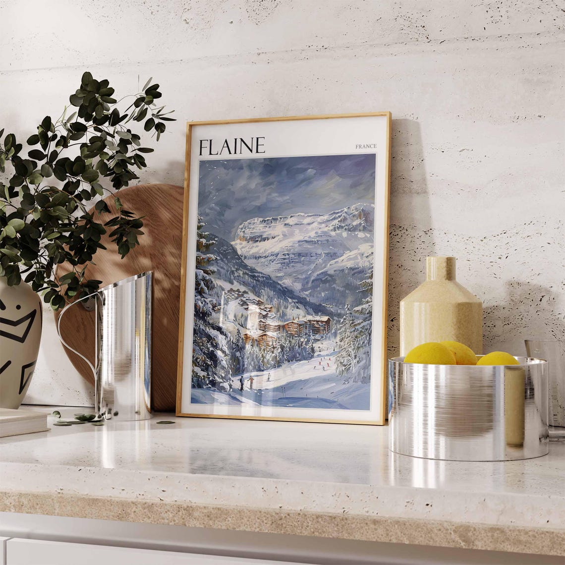 Skiing Travel Poster Skiing Art Flaine Poster Flaine Wall Art French Alps Poster French Alps Print Flaine Travel Print Flaine Ski Art - Image 2