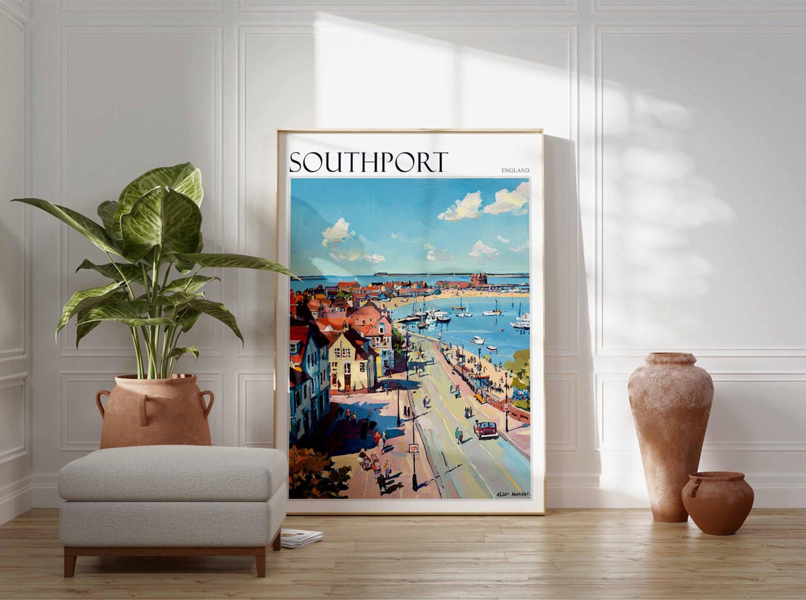 Southport Poster Uk Travel Poster Seaside Art Poster British Wall Decor Southport Wall Art Southport Wall Decor Southport Travel Print - Image 2