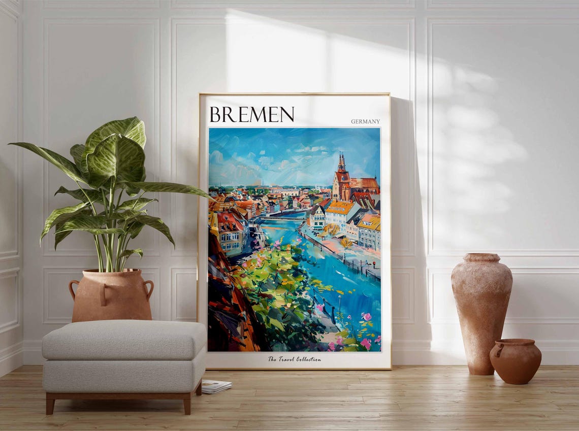 Bremen Poster Germany Travel Print German Decor Europe Travel Poster European Wall Art City Print Bremen Gift Bremen Travel Poster - Image 2