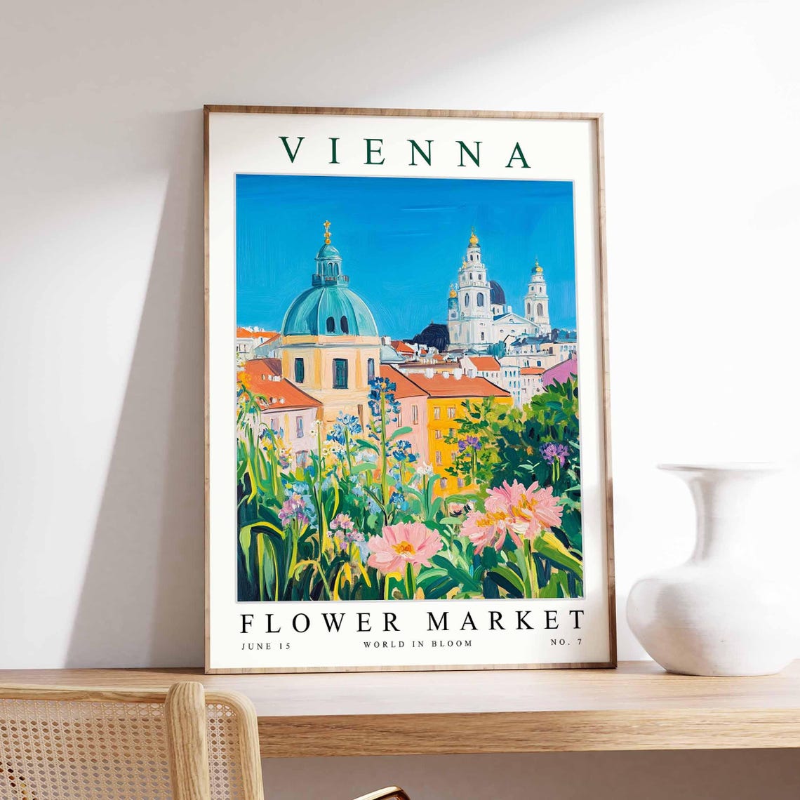 Vienna Flower Market Turquoise Domes Rooftops Floral Garden Poster
