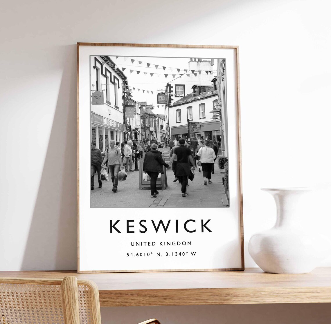 Keswick United Kingdom Black White Street Photography Poster