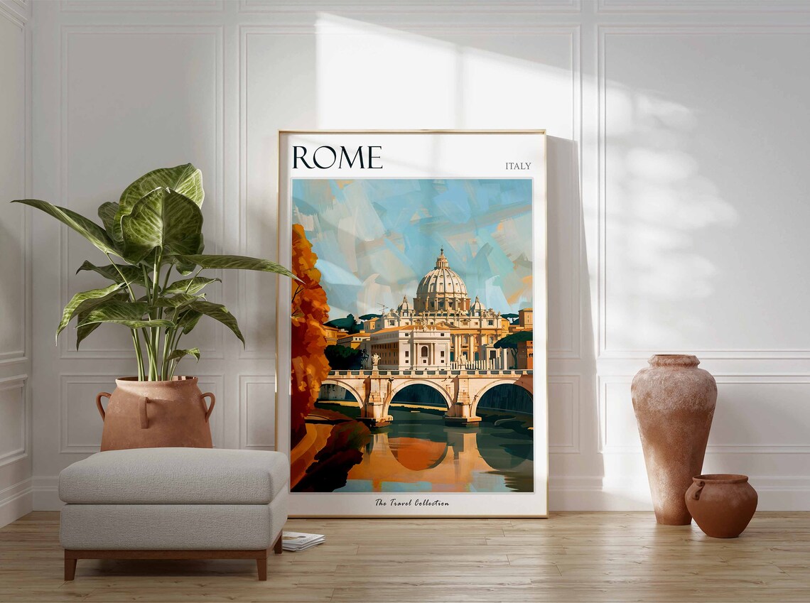 Rome Poster Rome Travel Print Tropical Decor City Wall Art Italian Decor Italy Travel Print Rome Gift Rome Travel Poster - Image 3