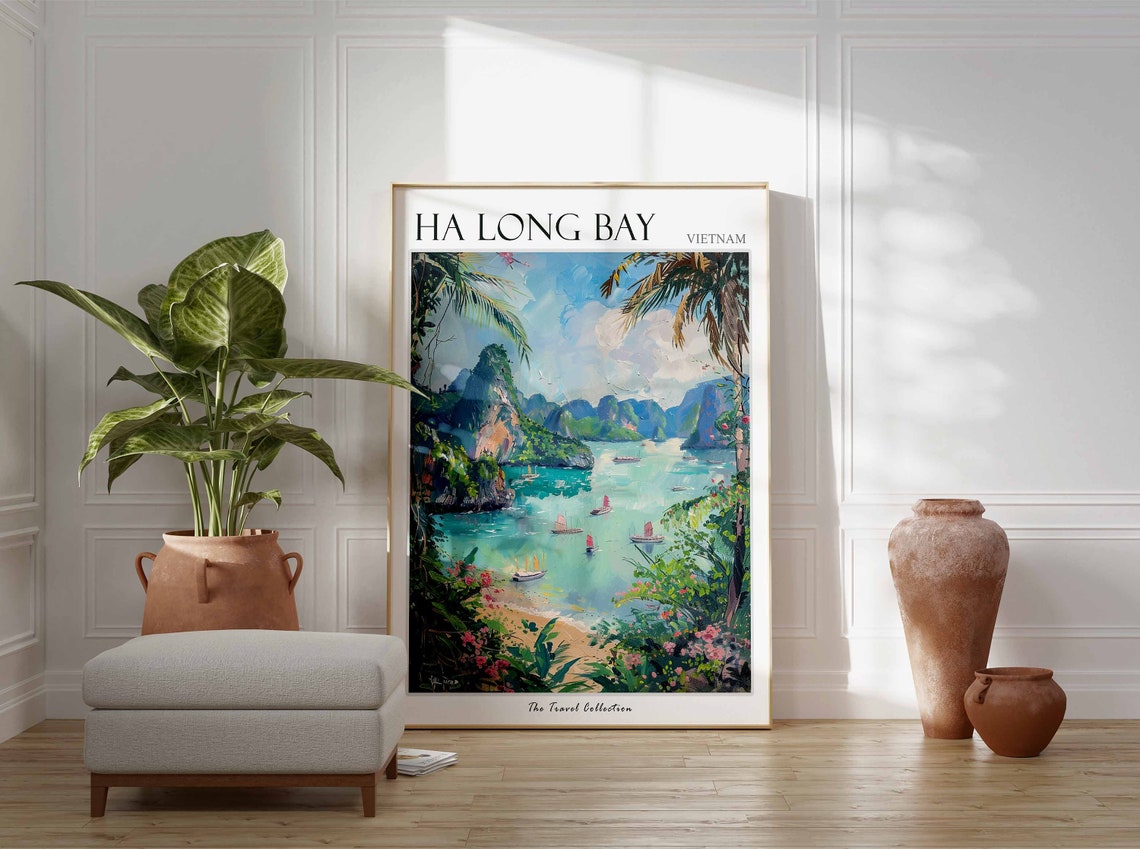 H Long Bay Poster Vietnam Travel Print Vietnamese Decor Asia Travel Poster Asian Wall Art H Long Bay Gift H Long Bay Travel Poster - Image 3