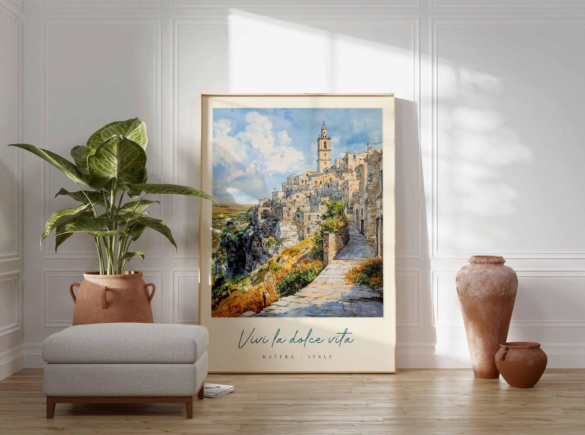 Matera Poster Italian Travel Print Matera Travel Art Matera Wall Art Italy Art Italy Travel Decor Italian Travel Gift - Image 3