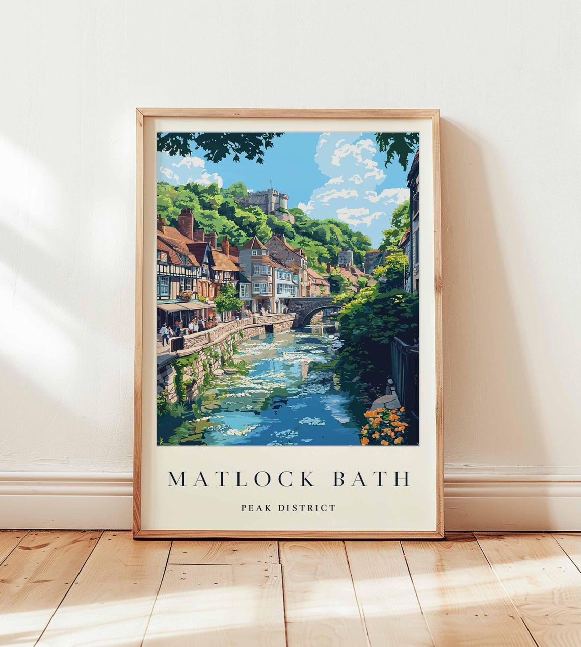 Matlock Bath Peak District Riverside Village Castle View Poster