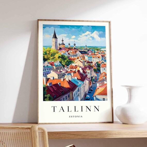 Tallinn Estonia Medieval Old Town Aerial View Cityscape Art Print