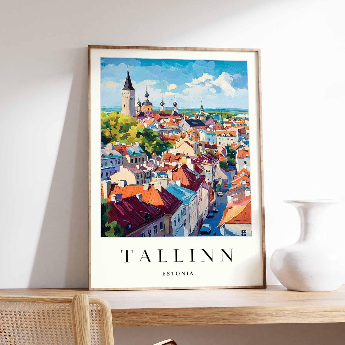 Tallinn Estonia Medieval Old Town Aerial View Cityscape Art Print