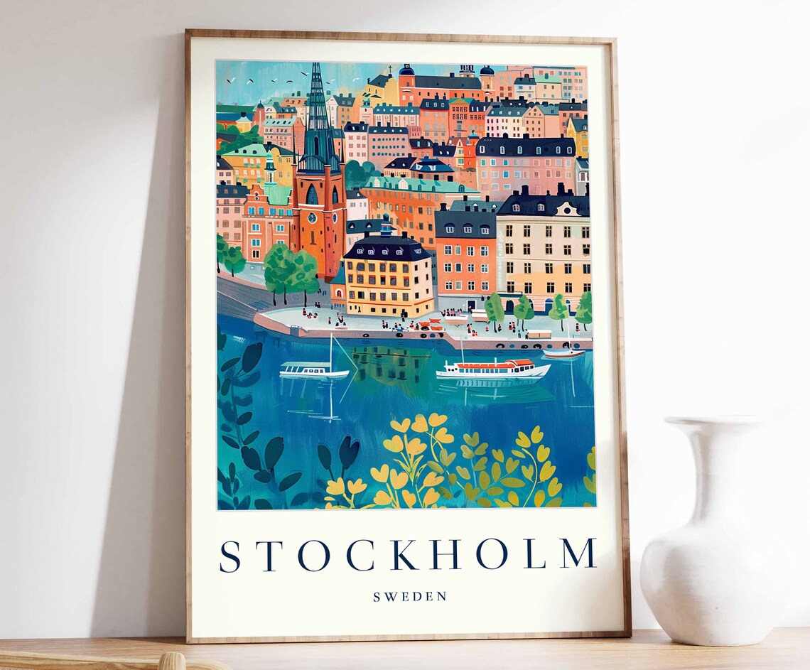 Stockholm Travel Print, Swedish Ocean Wall Art