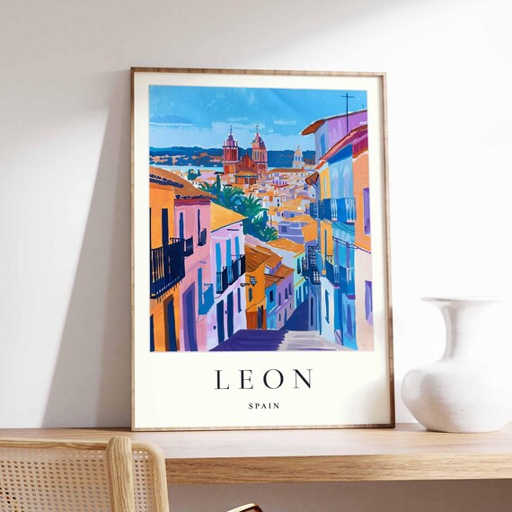 Leon Spain Travel Poster Castile And Cityscape Art