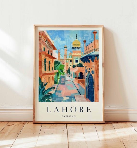 Lahore Pakistan Travel Poster Mughal City Art Print