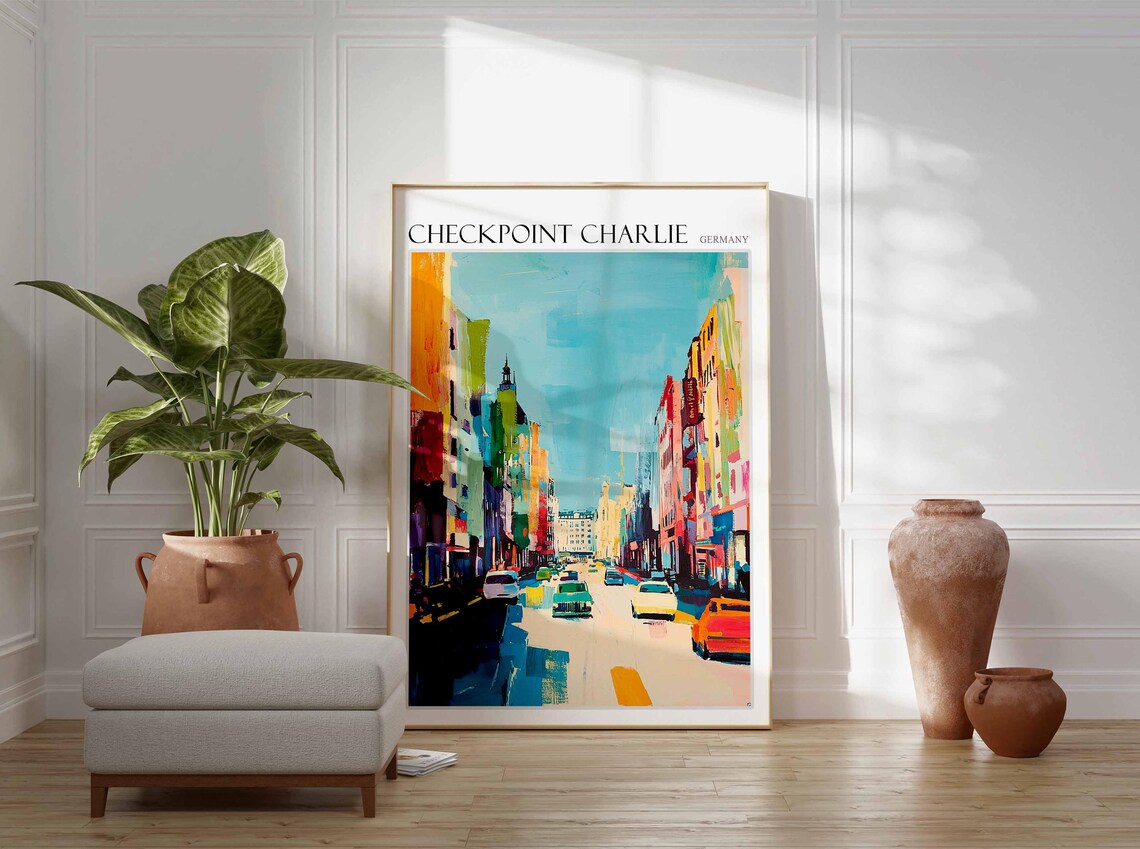 Checkpoint Charlie Berlin Abstract Colorful Street Art Poster - Image 2