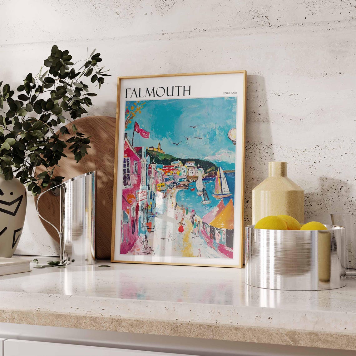 Falmouth Poster Cornwall Poster England Travel Poster Coastal Wall Art Uk Home Decor Falmouth Wall Decor Falmouth Wall Print Uk Art - Image 2