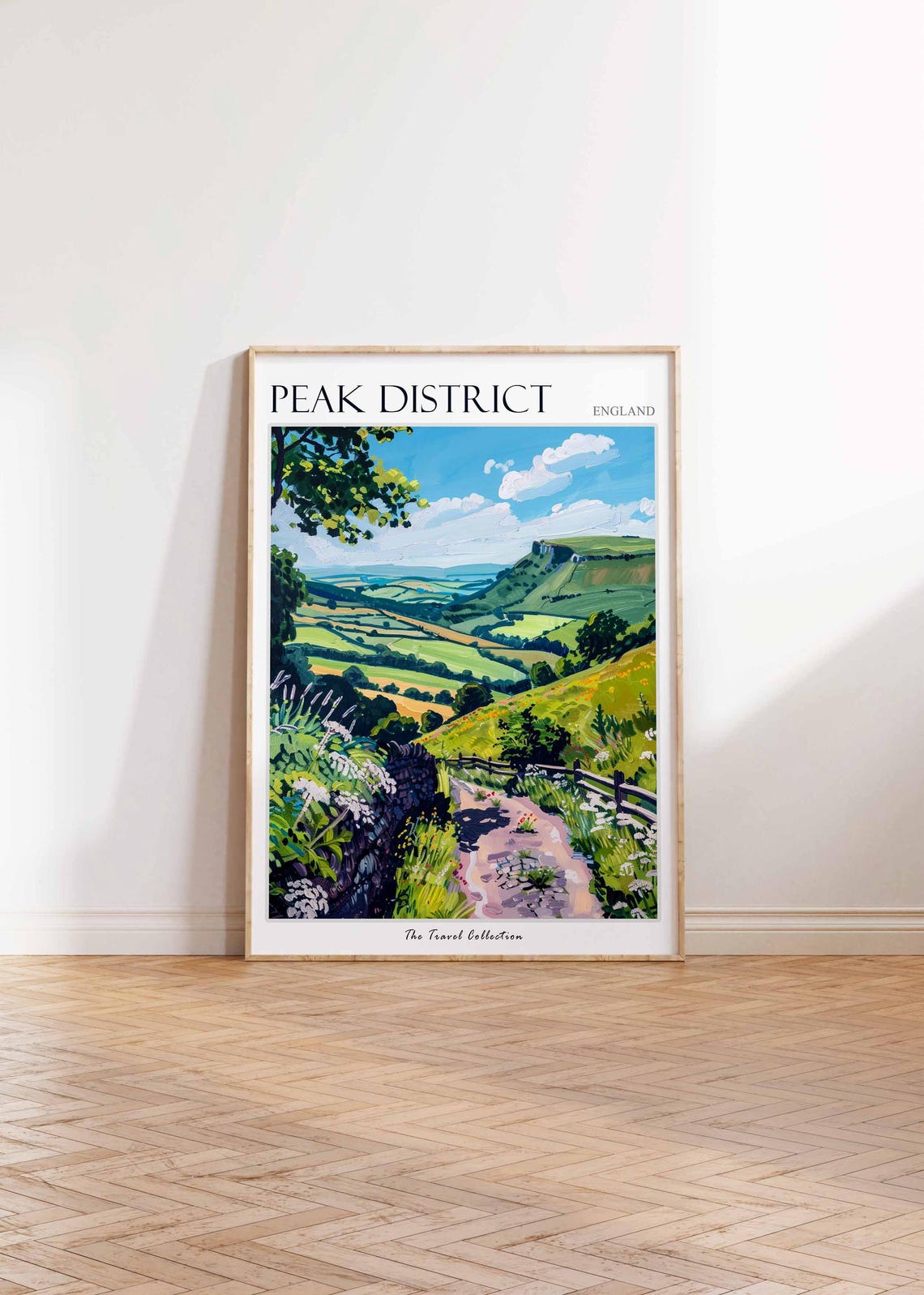 Peak District Dry Stone Wall Footpath Crag View Travel Poster - Image 2